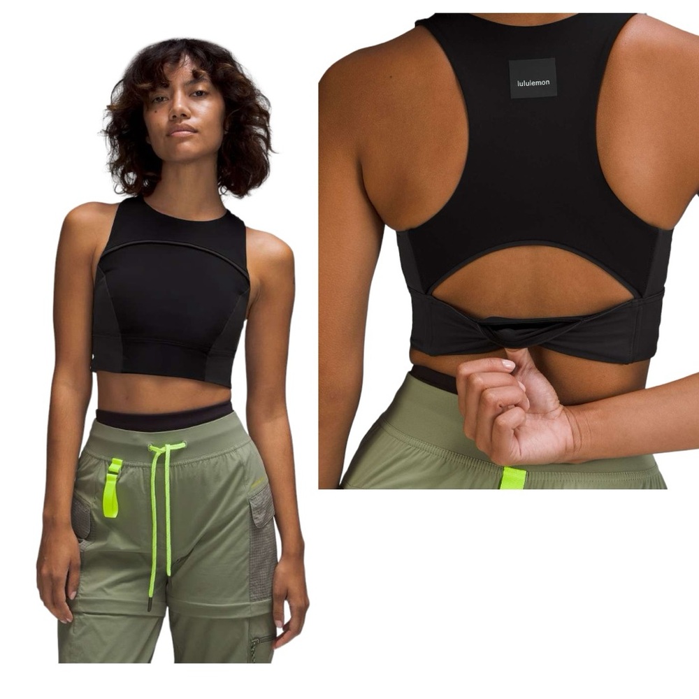 NWT Lululemon Hike to Swim Bra Black / Graphite Grey / Graphite Grey 4 crop top